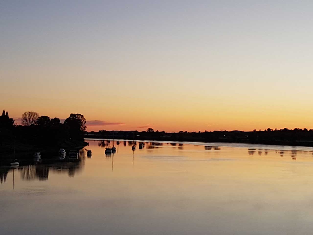 Sunrise over the Clarence River at Grafton.
