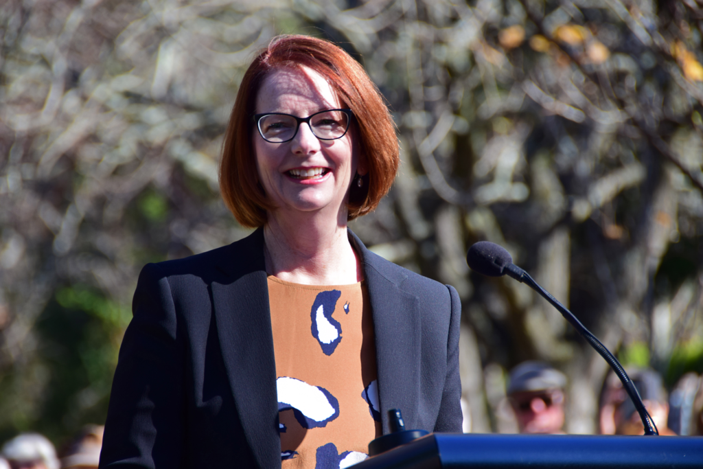 Image of Julia Gillard on the day she planted her tree at the Corrdior of Oaks at Faulconbridge