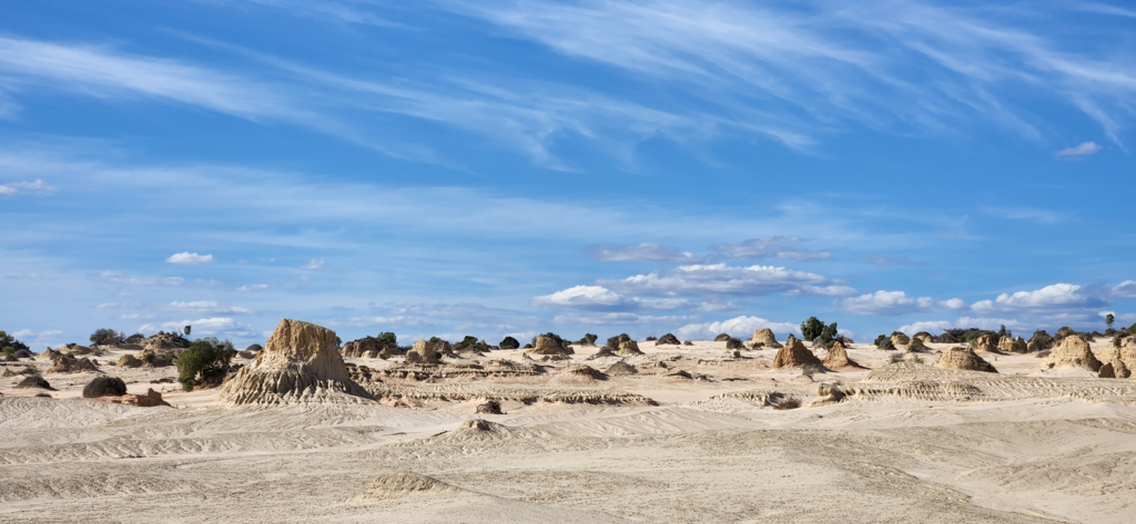 Picture showing the eroded landscapes of Mungo National Park.