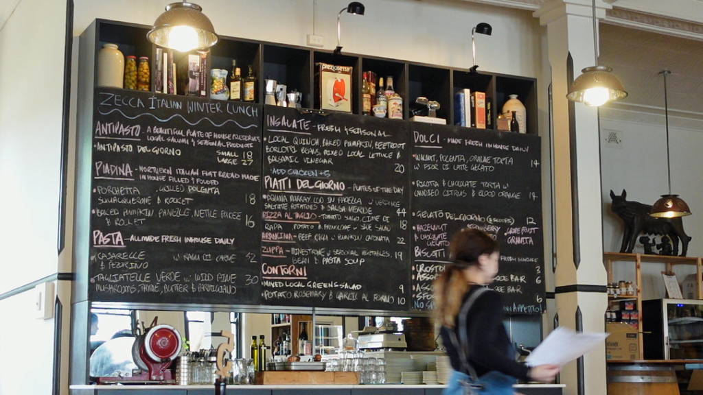 Scene inside Zecca restaurant at Griffith.